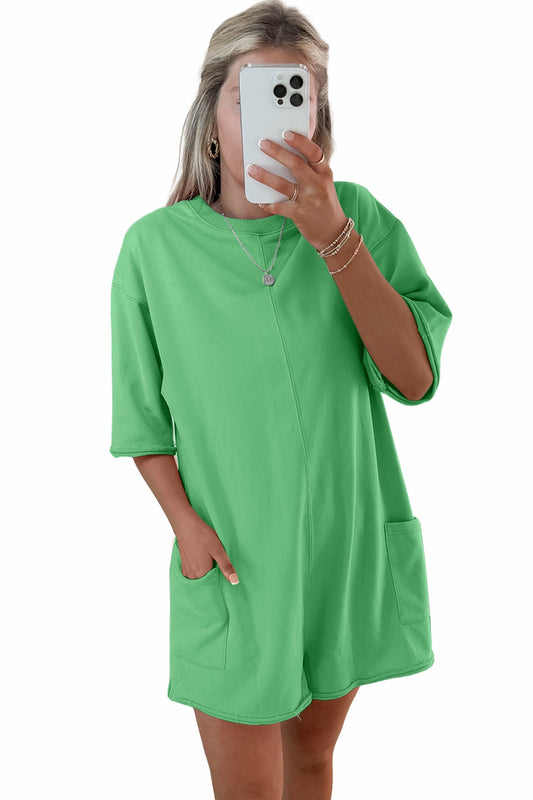 Raw edge loose romper