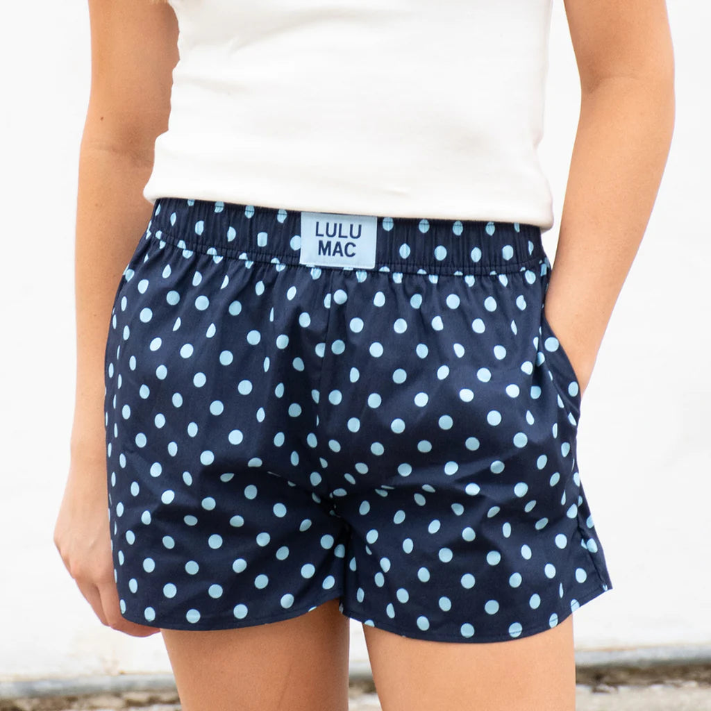 Navy/Light blue small polka dot