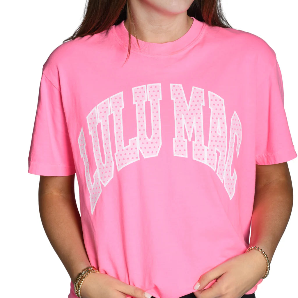 Polka dot tee in Neon Pink