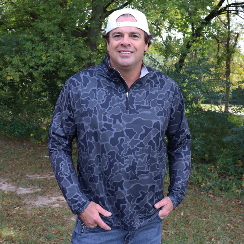 1/4 zip pullover black camo
