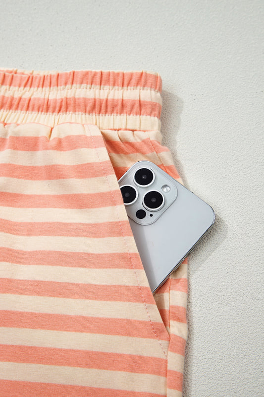 Pink stripe drop shoulder summer set