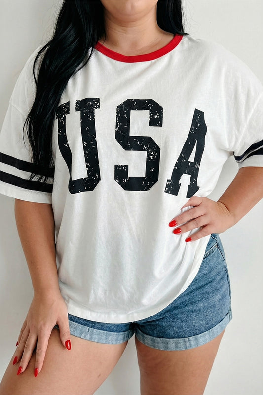 White retro USA tee