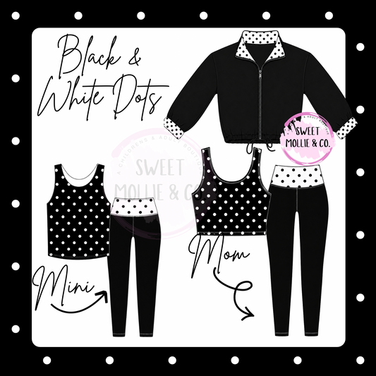 Black & white dots 3pc athletic set
