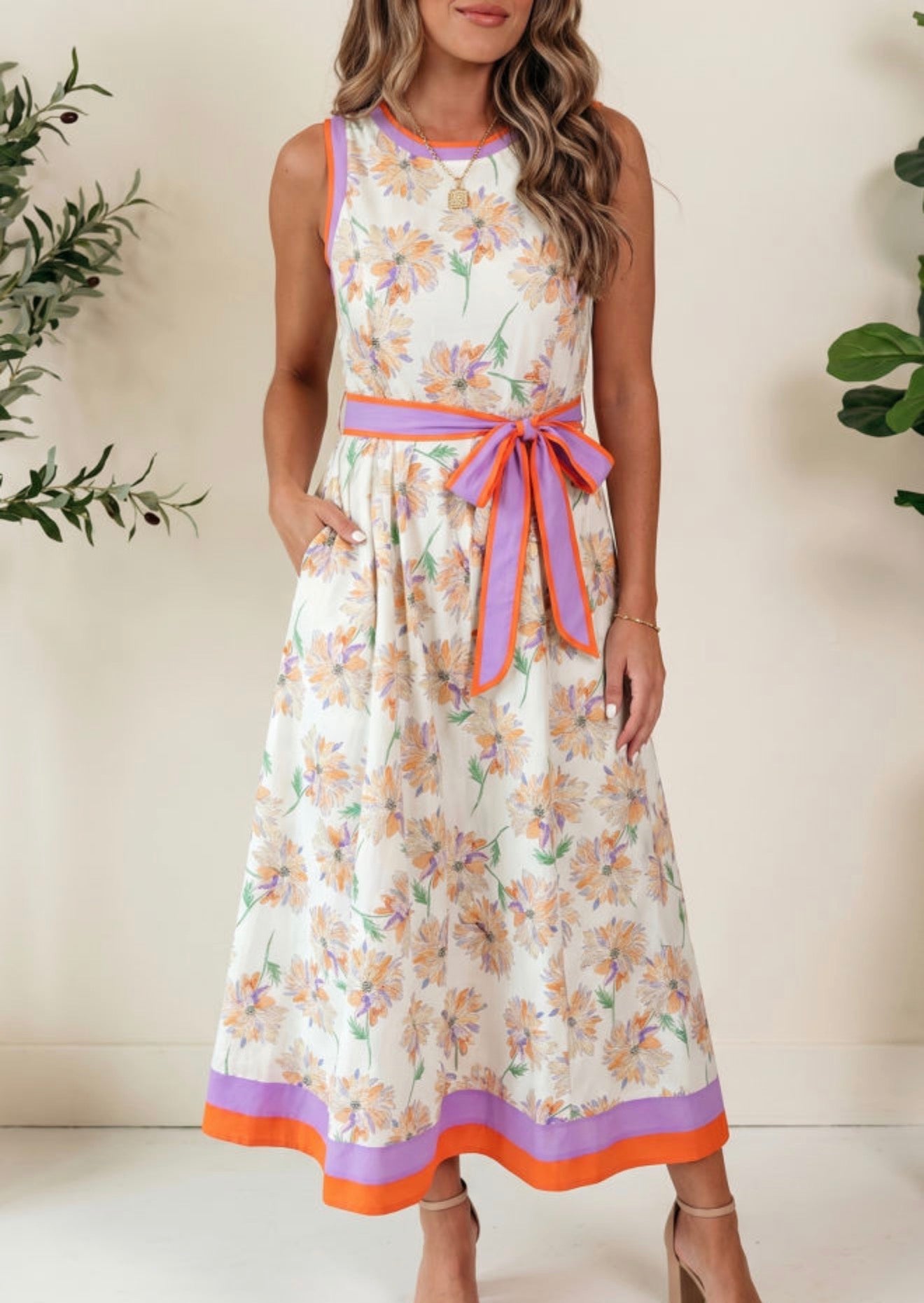 Floral belted dress