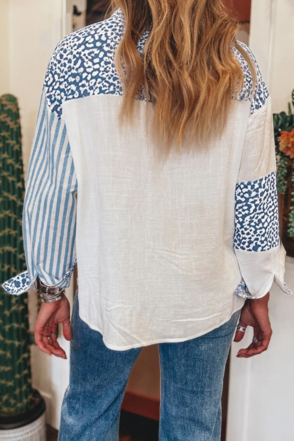 Casual Shirt
Sky Blue Leopard Striped Western