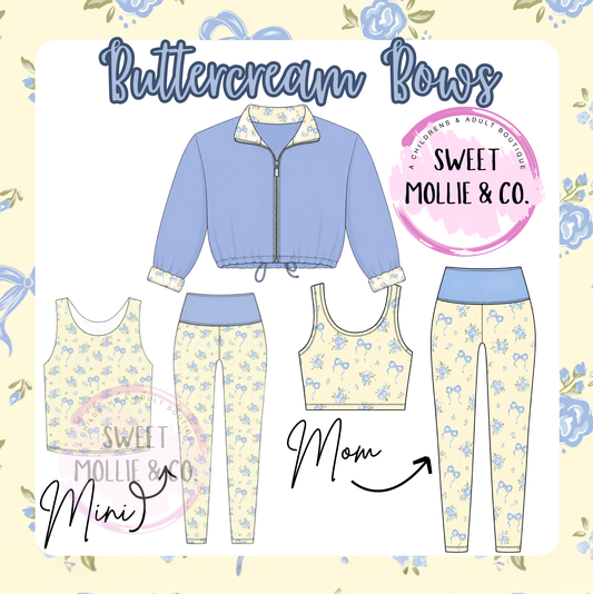 Buttercream bows 3pc athletic set