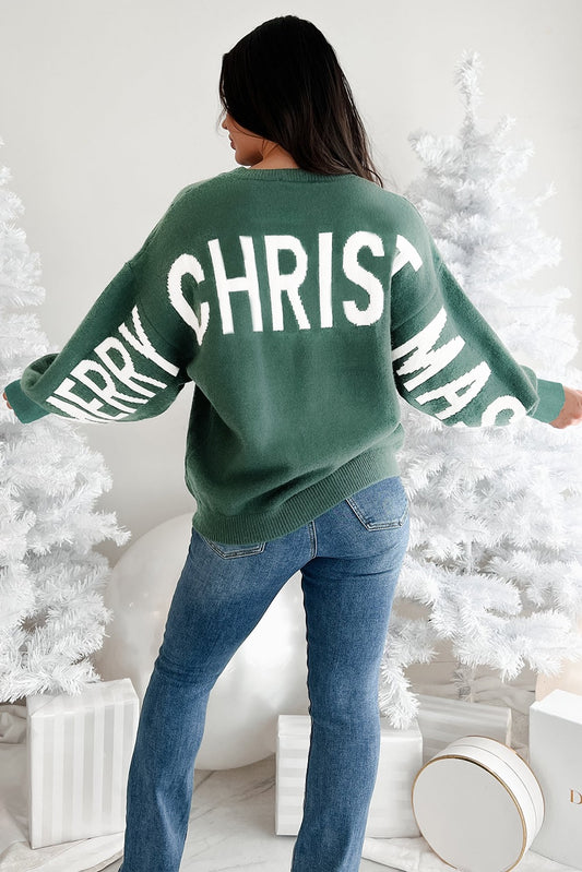 Blackish Green HO HO HO MERRY CHRISTMAS
Drop Shoulder Loose Sweater