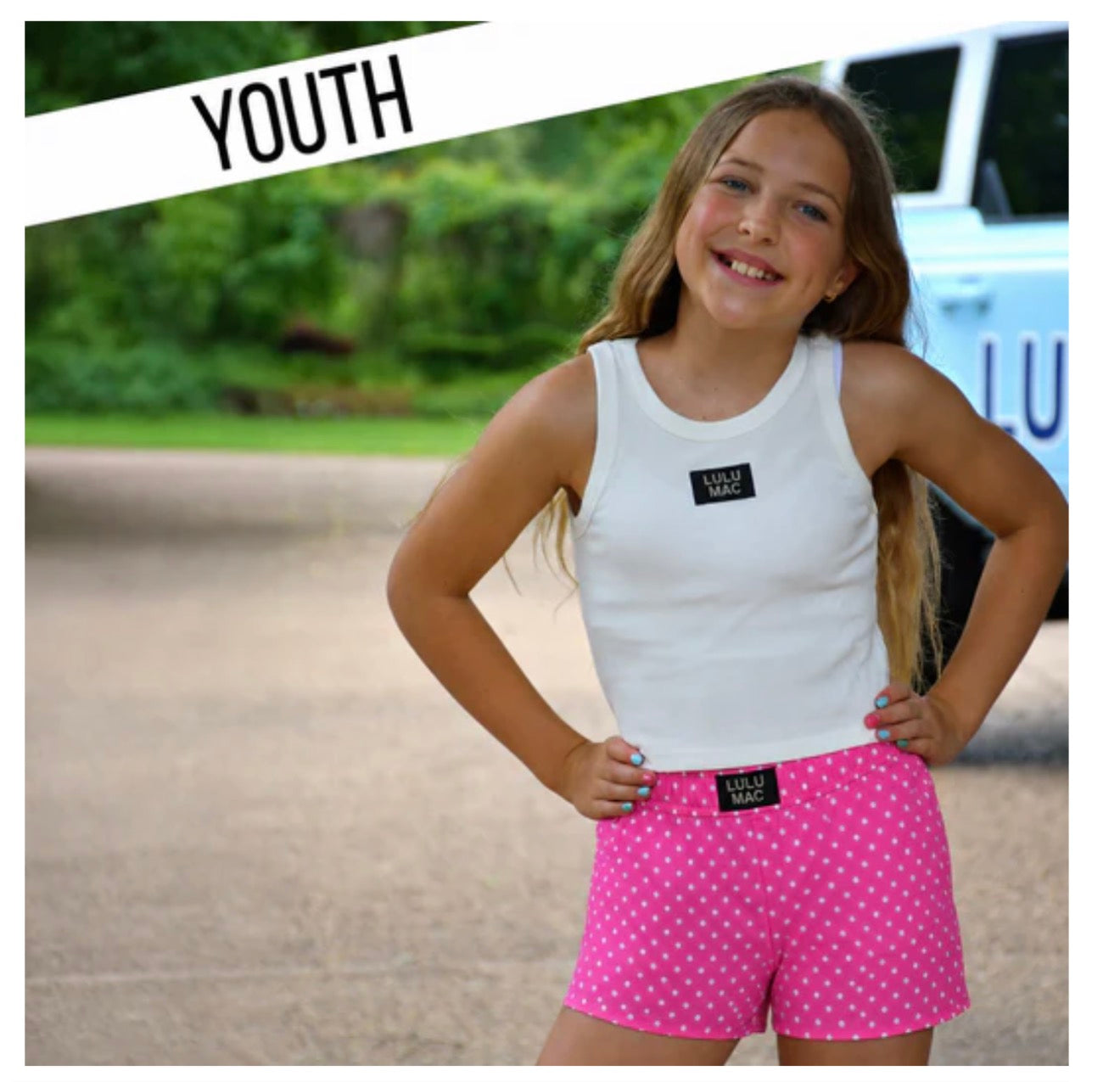 Youth bubblegum polka dot lulu Mac shorts