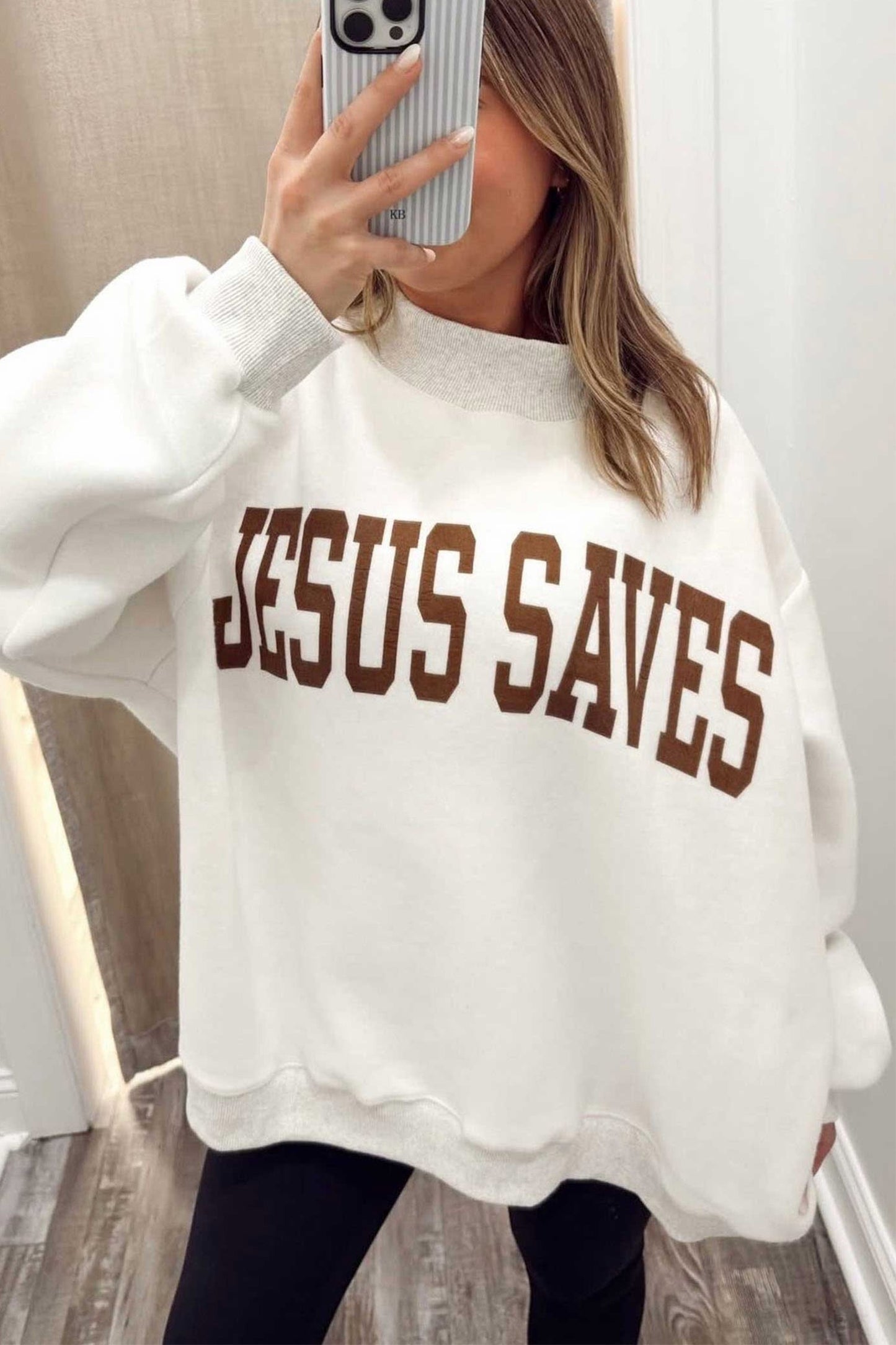 Light Grey Reversible Christian Faith Print
Mock Neck Pullover Sweatshirt